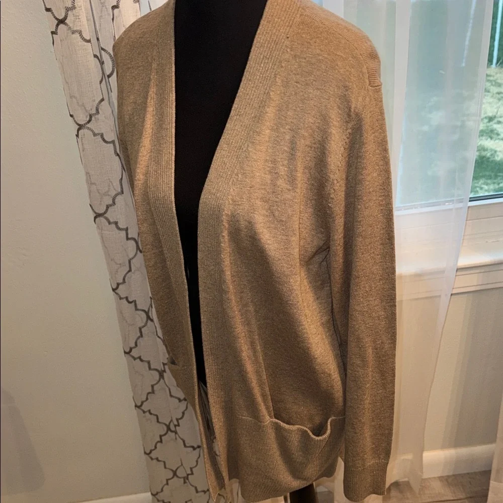 NWT Croft & Barrow Open-Front Lightweight Cardigan Sweater in Taupe casual,layer